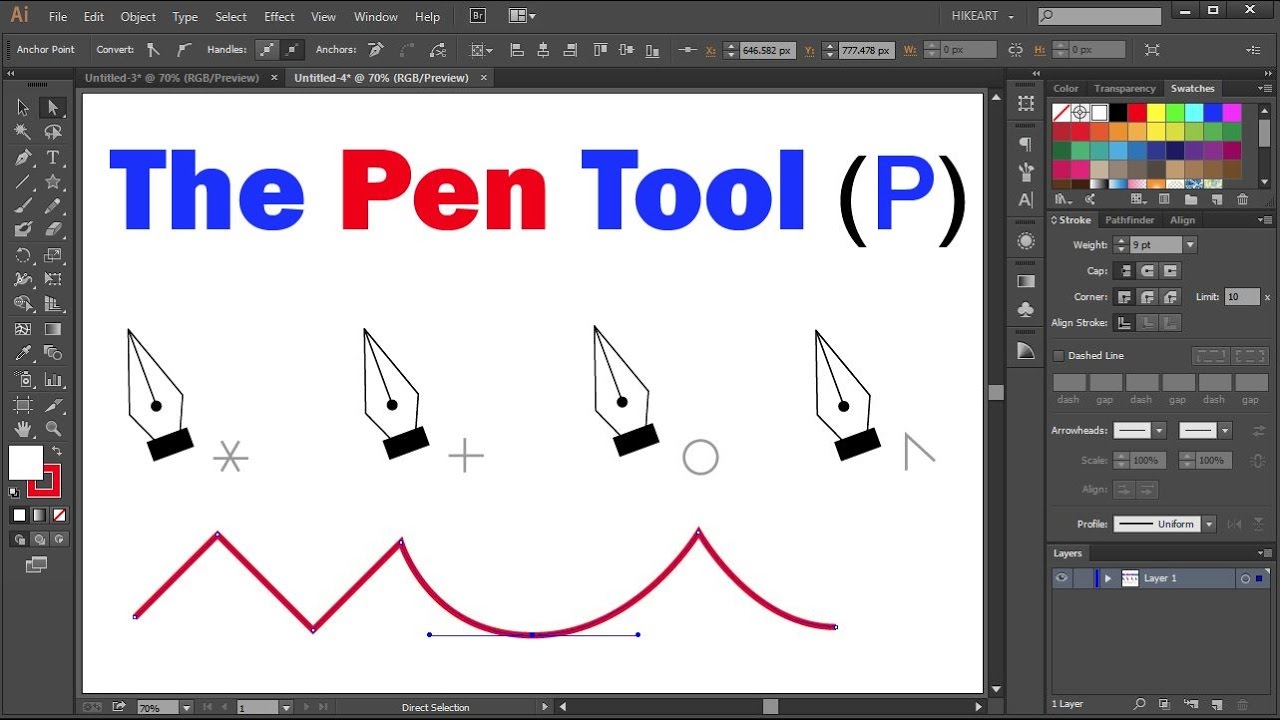 Как использовать инструмент «Перо» в Adobe Illustrator