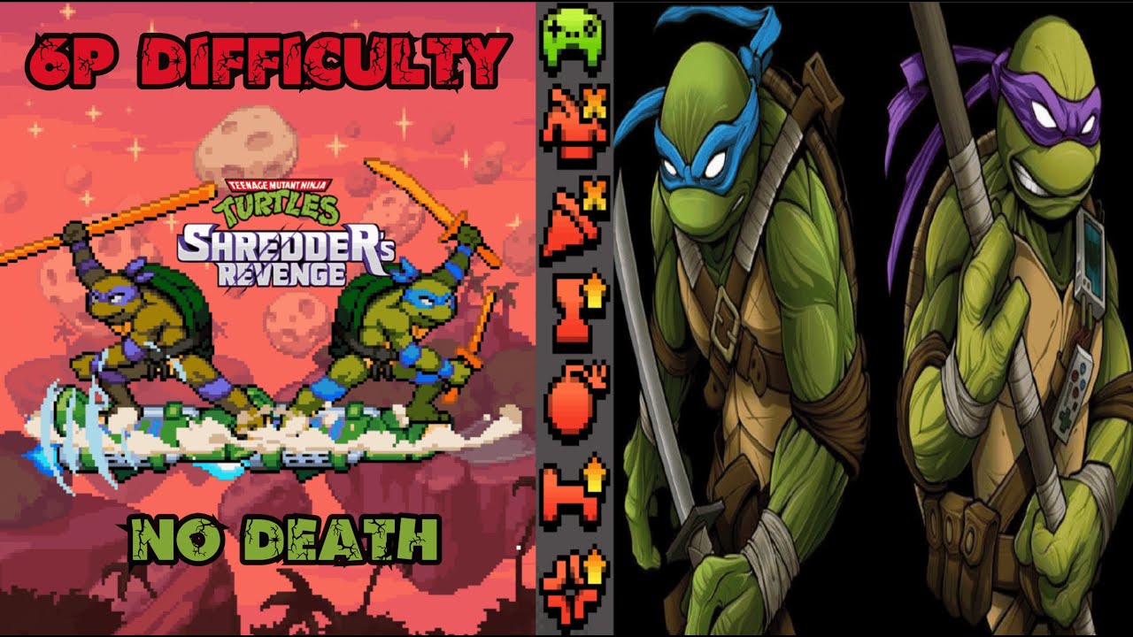TMNT Shredder's Revenge 2P Coop No Death All Red Switches + Old School Supers 6p Difficulty w/ Smoki