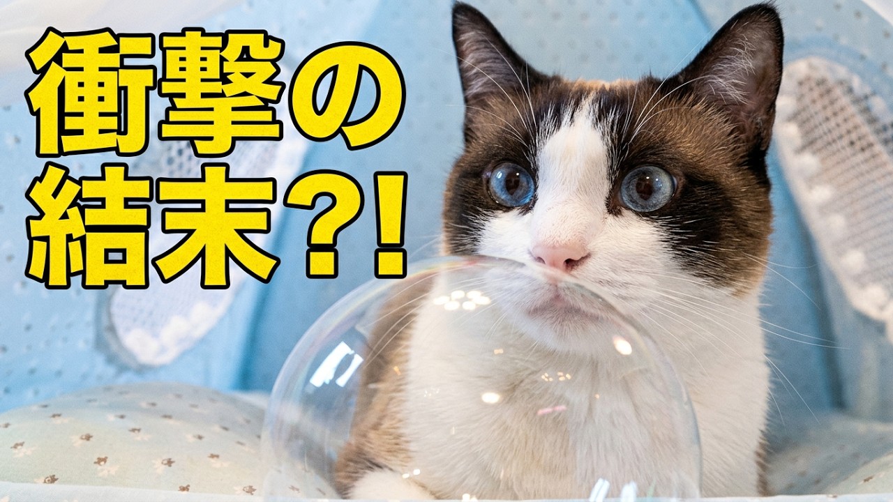 プラバルーンをぶつけられても○○なスノーシュー猫 A cat hit by a plastic balloon