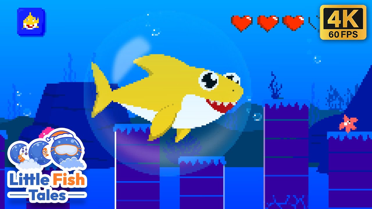 👾8 bit Baby Shark | Baby Shark Song | Little Fish Tales | 