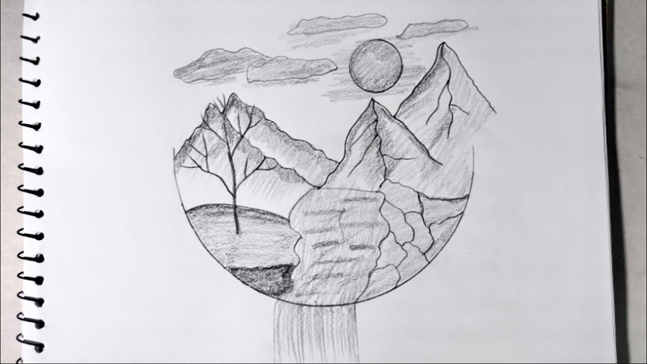 Easy pencil sketch | scenery drawing ⛰️ | step by step | Pencil drawing 