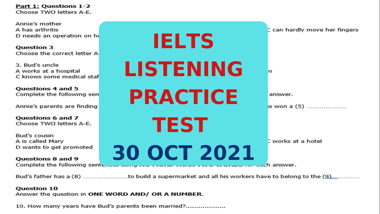 IELTS LISTENING PRACTICE TEST 30 OCT 2021