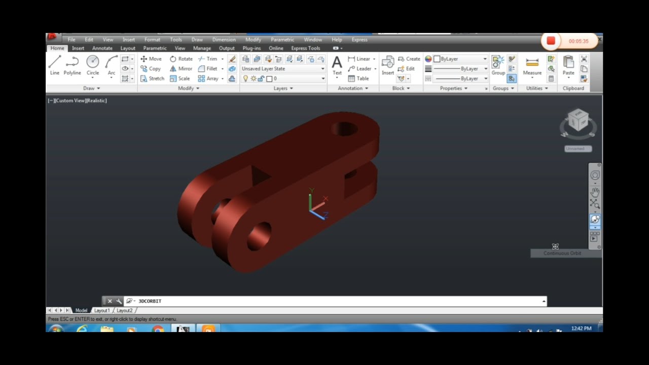 AutoCAD 3D Model practice Exercise-2 with explanation.