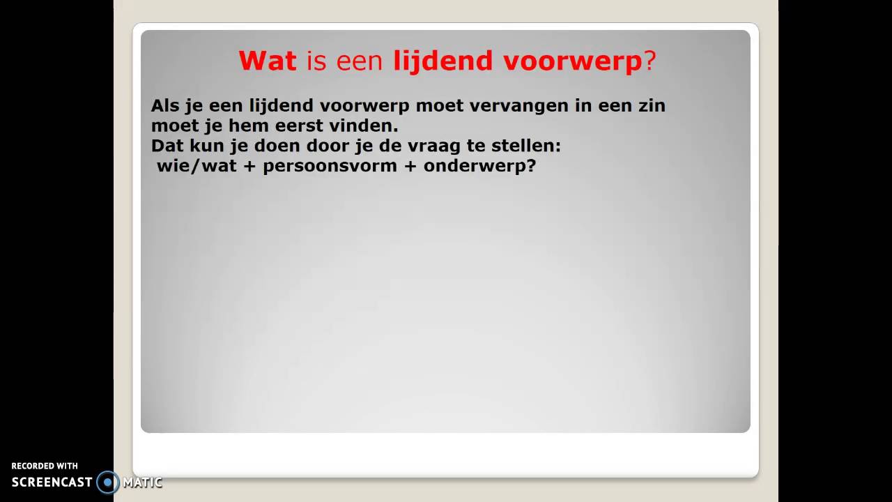 persoonlijk voornaamwoorden als lijdend/meewerkend voorwerp