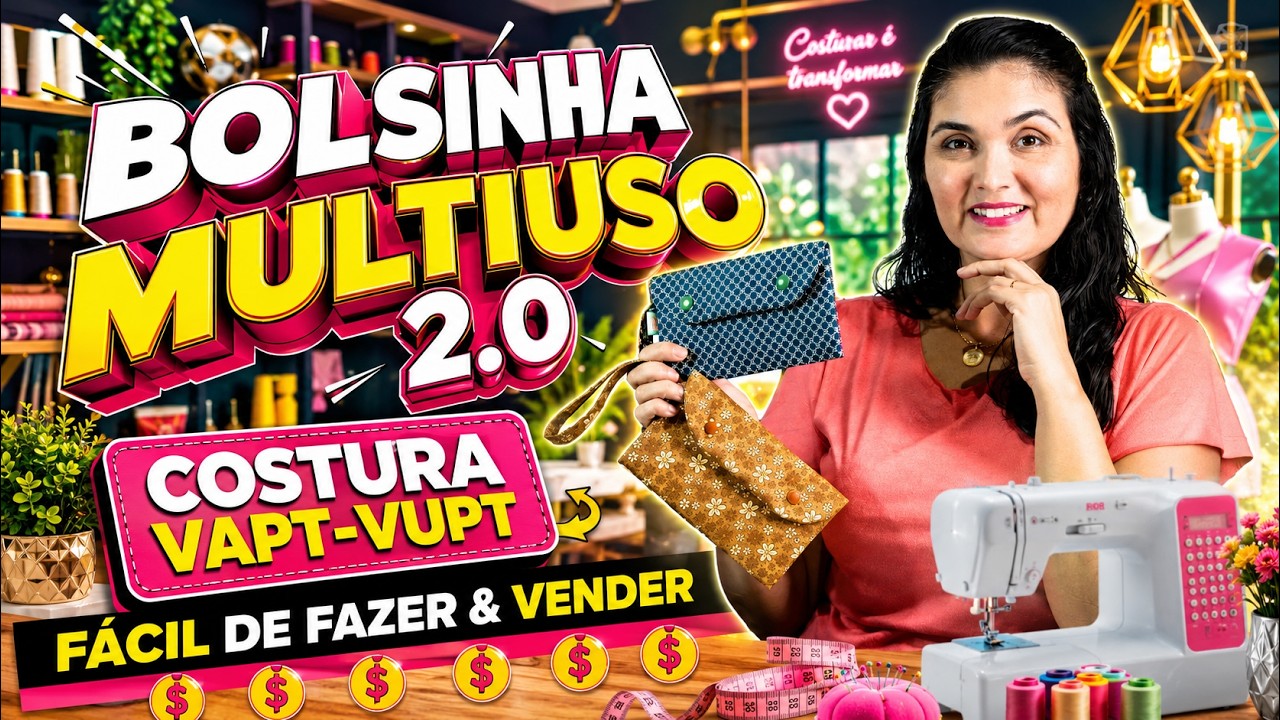 Bolsinha Multiuso 2.0 fácil de fazer e vender costura rápida e vapt vupt