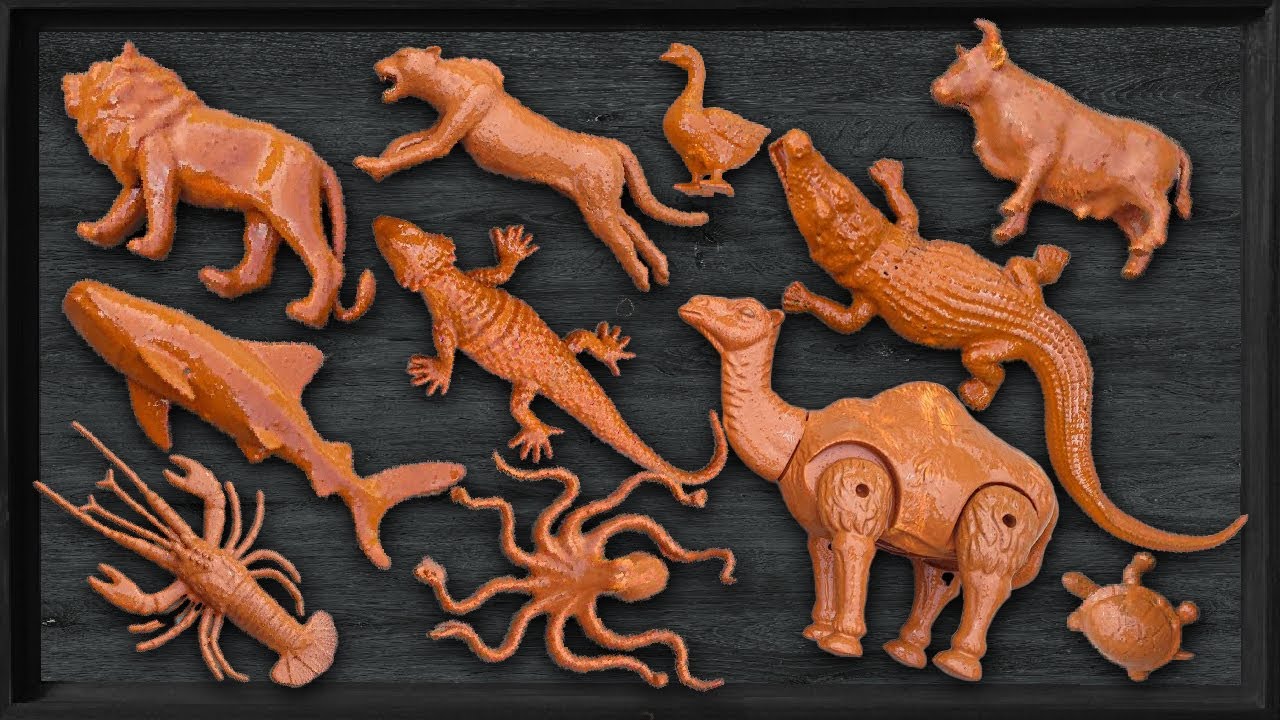 Игрушки для чистки животных: велоцираптор, стегозавр, трицератопс, тираннозавр, пингвин, панда, а...