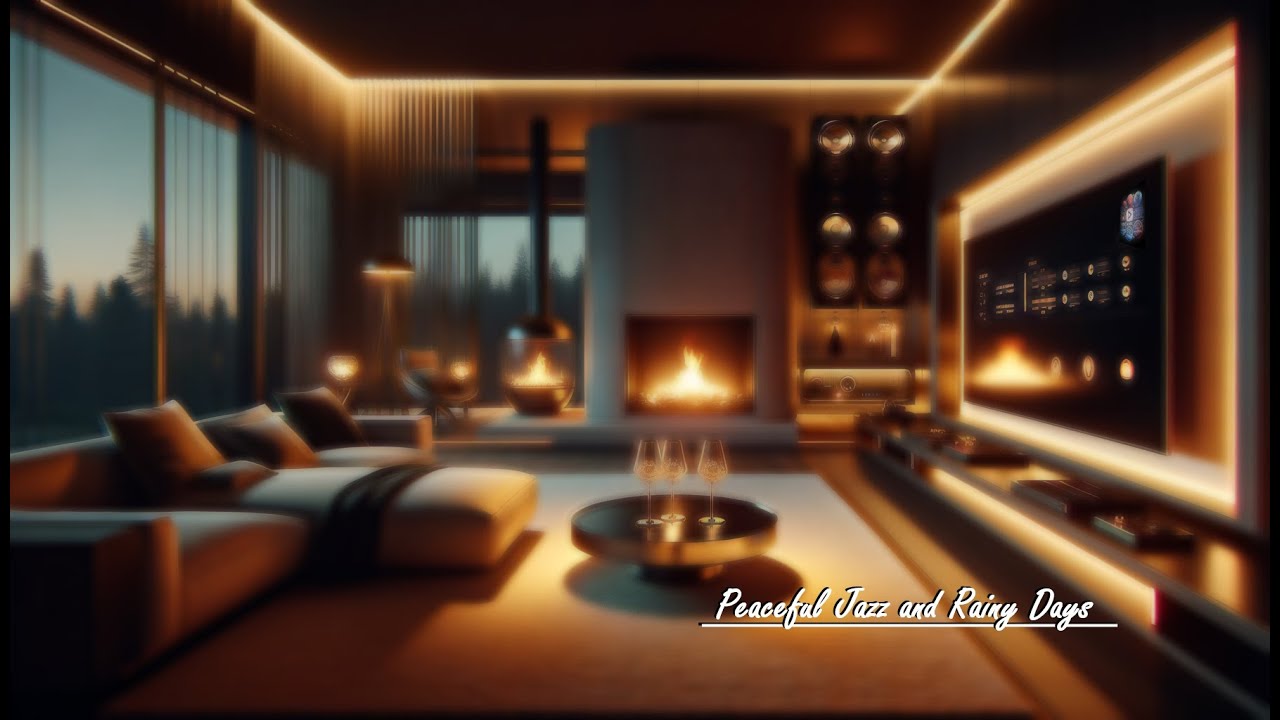 Peaceful Jazz and Rainy Days: A Musical Feast in a Modern Fireplace Room (Cozy Jazz Ambience)