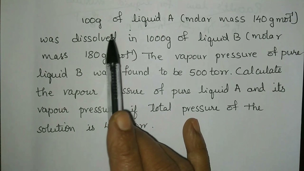 Problems on Raoult's law for liquid mixture