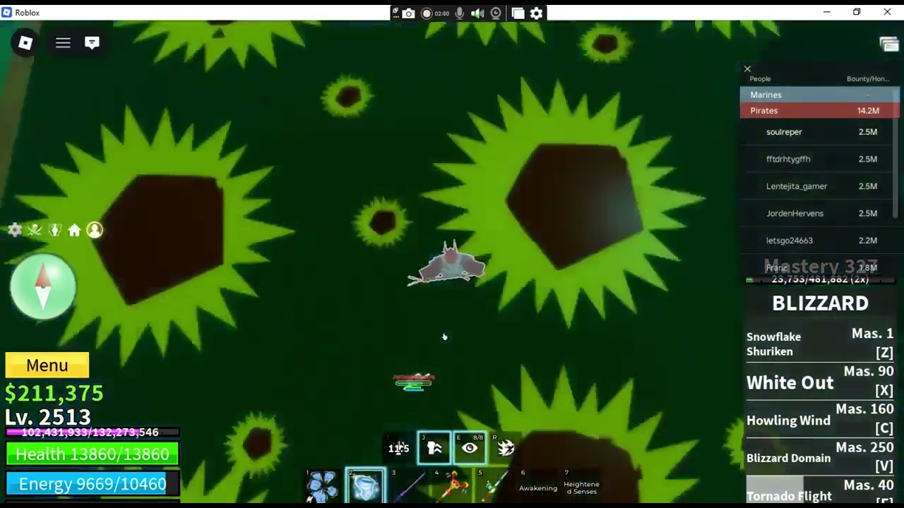 bloxfruit bountry hunt with blizard