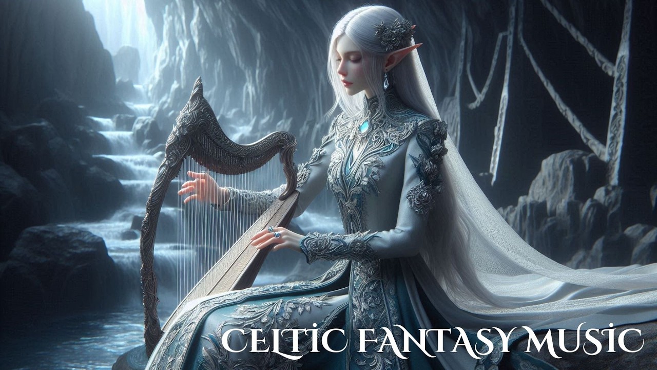 Ancient Elven Meditation Music  Silver Waterfall Temple | Crystal Harp for Healing & Deep Relaxation
