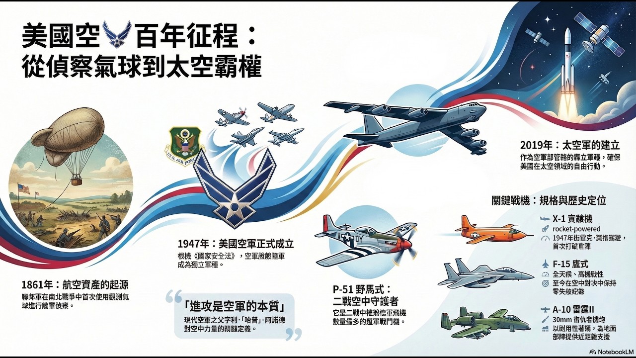 藍天霸主：美國空軍百年傳奇，從熱氣球到隱形戰機的演進史