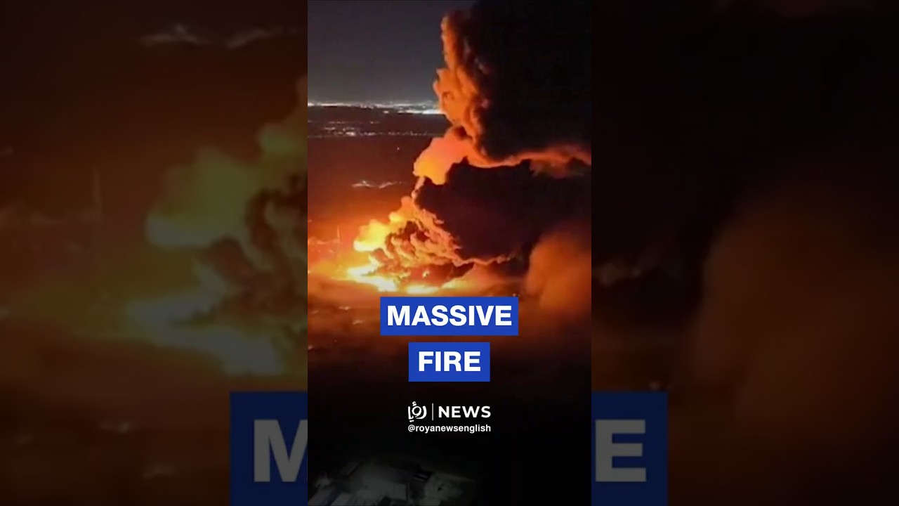 Aerial images of fire at industrial area outside Argentine capital