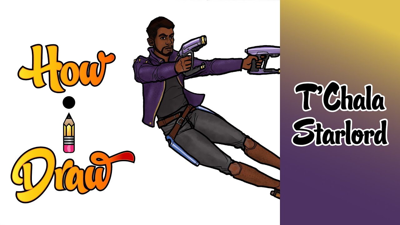 How I Draw T'CHALA STARLORD from MARVEL's WHAT IF?! how to draw tchala starlord art lessons drawing