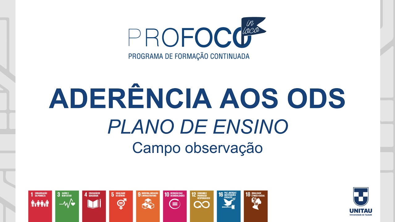 ADERÊNCIA AOS ODS | PLANO DE ENSINO campo 