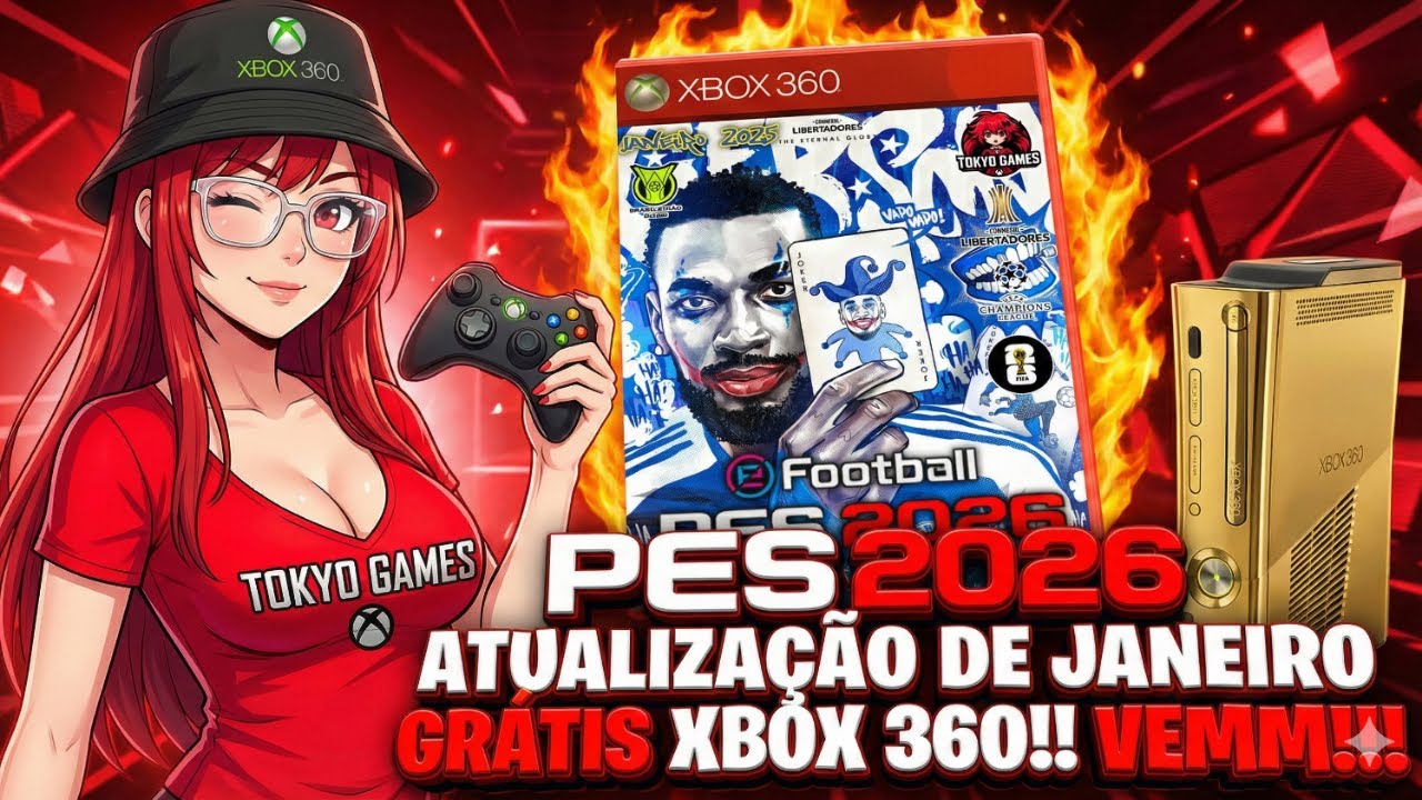 SAIU!! PES 2026 ATUALIZAÇÃO DE JANEIRO PARA XBOX 360 RGH!!! CORRE E VEM JOGAR!!! 😍😍❤️🎮