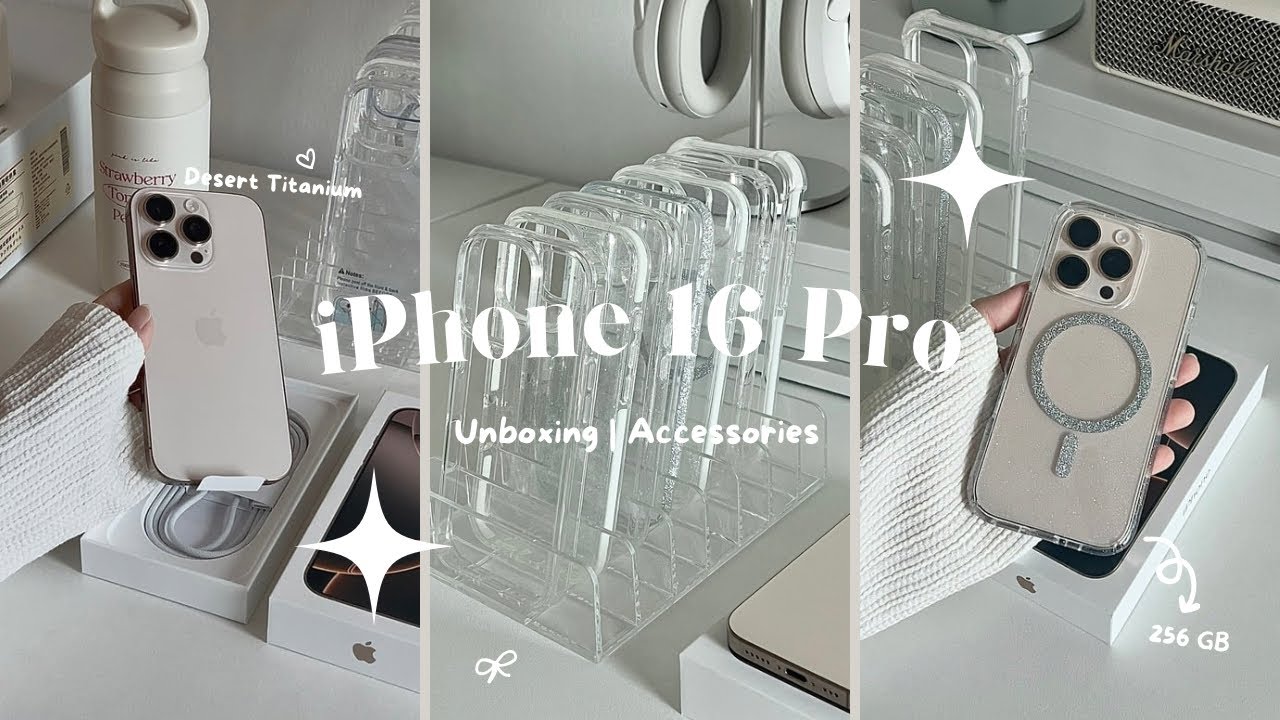 iPhone 16 Pro Desert Titanium Aesthetic Unboxing | Phone Cases Try On 