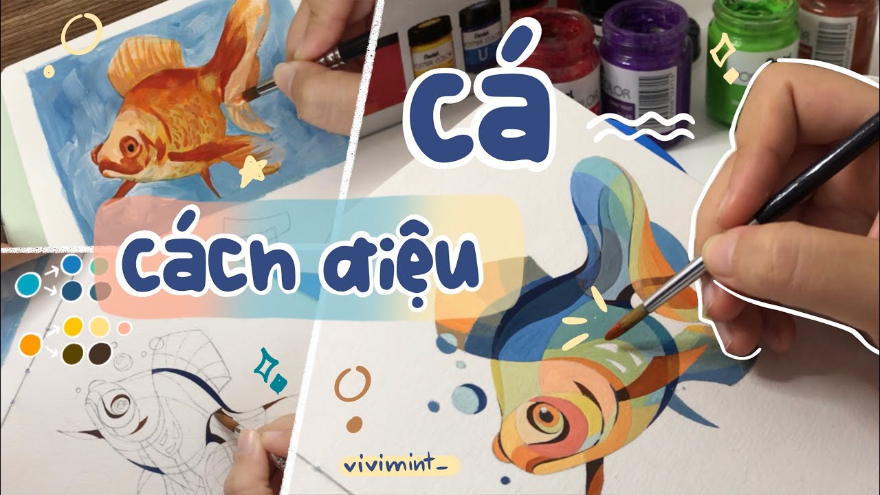 Từ tả thực đến chuyển màu cách điệu cá (tips refill màu trắng) || vivi mint