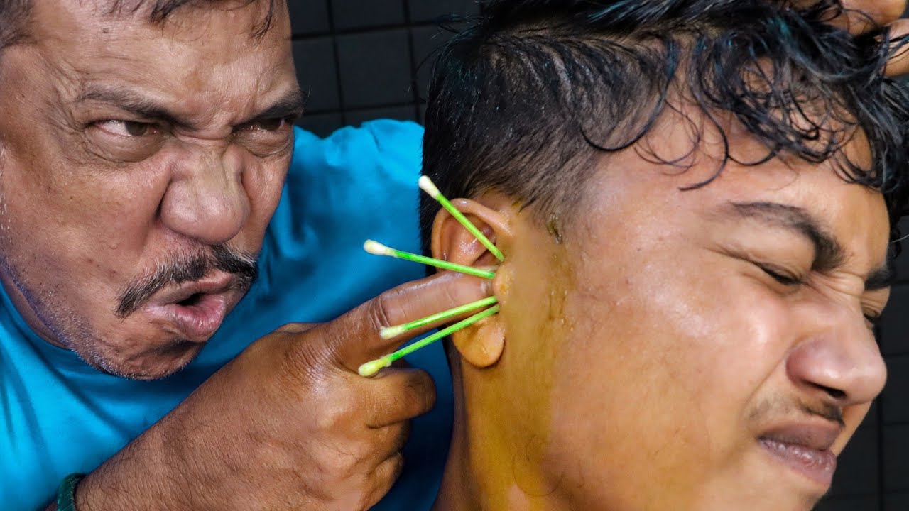 Ear Cleaning & Ear Fingering By Asim Barber | Massive Oil Head Massage | Deep Sleep ASMR Relaxation 