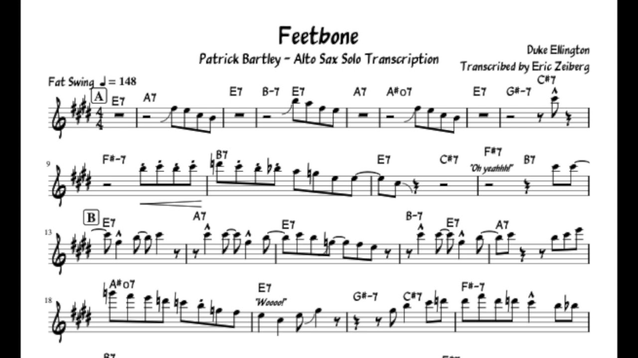 Feetbone - Patrick Bartley Solo Transcription