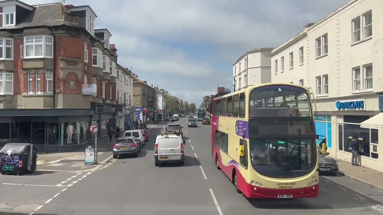 Brighton & Hove, England Transit Bus Ride from Brighton to Portslade by sea