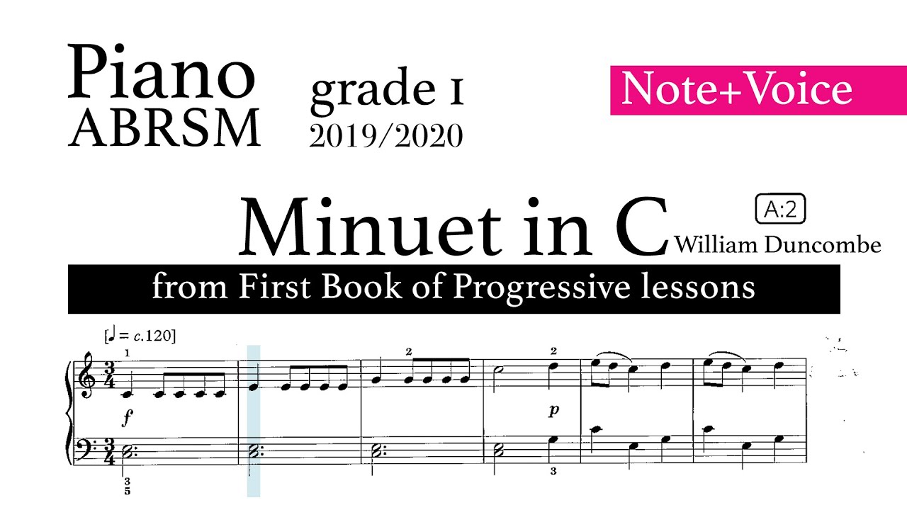 Minuet in C-First Book Of Progressive lessons-By William Duncombe-ABRSM Piano grade1-Classical Piano