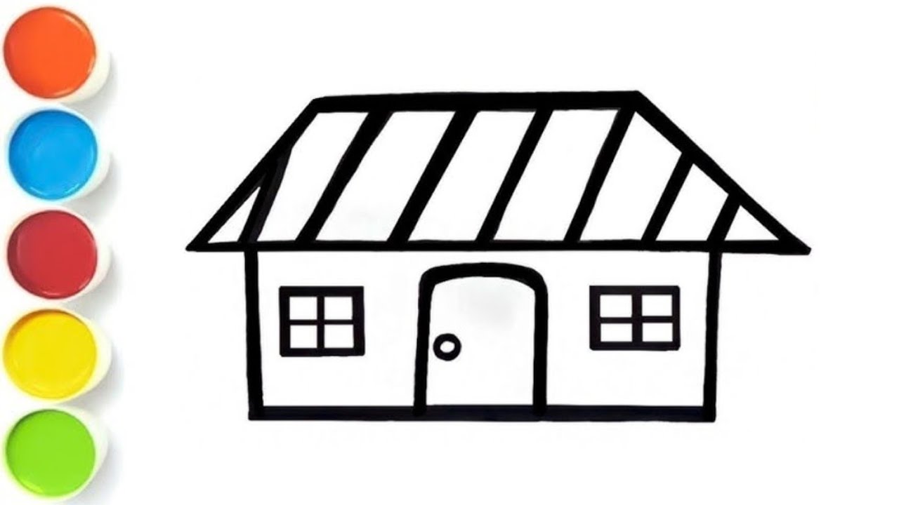 House Drawing Easy | Ghar Drawing with Colour | Hut Drawing Step by Step | Easy Drawing for Kids