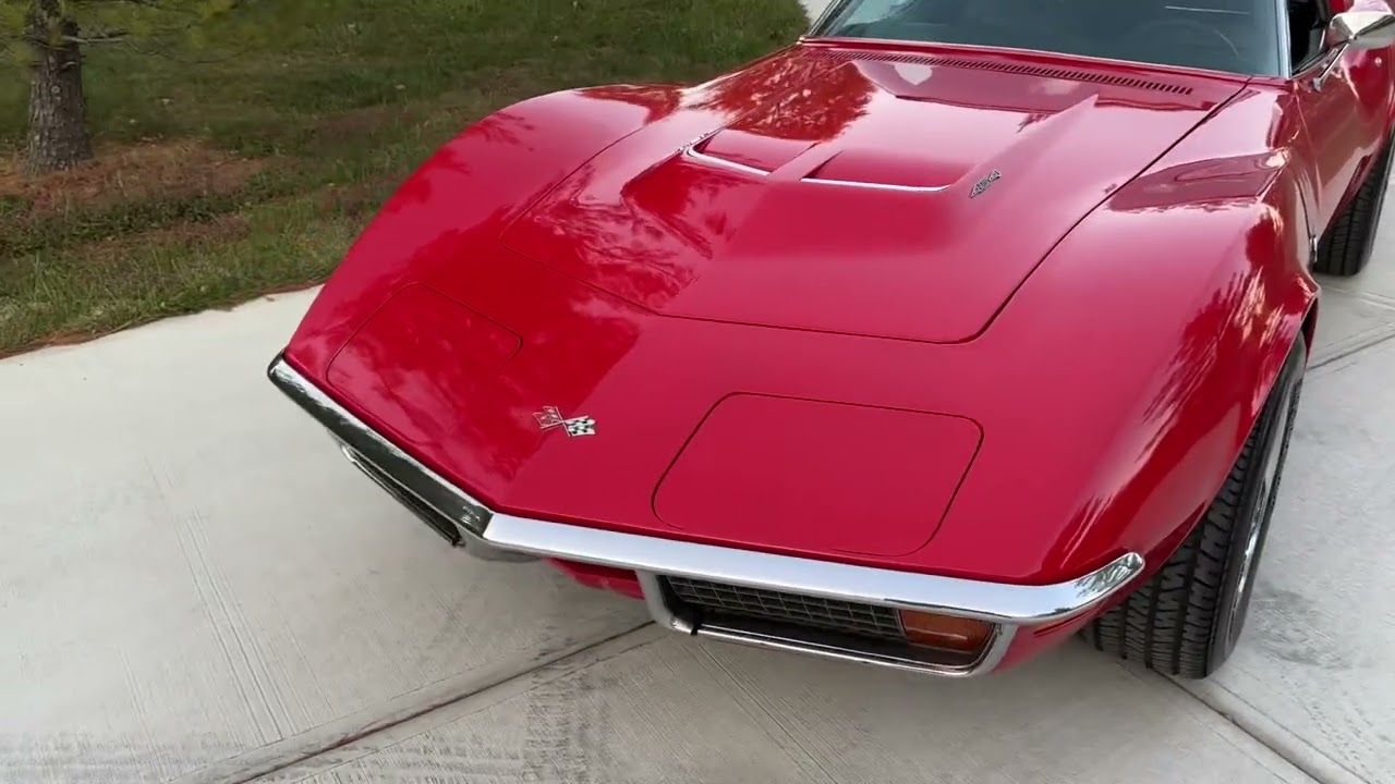 SOLD..SOLD.. 1972 corvette 454 4spd AC ps pdb Numbers matching tank sticker beautiful Mille red
