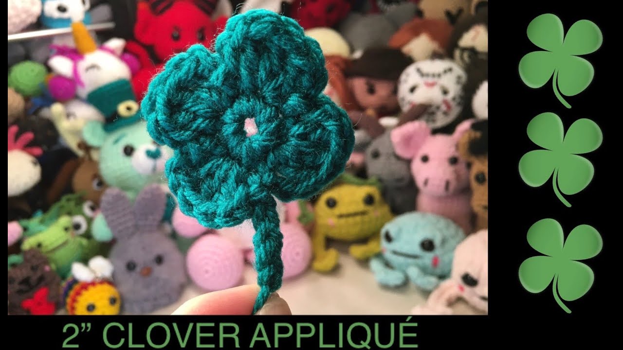 CROCHET CLOVER APPLIQUE 2”