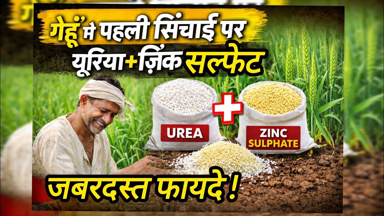 गेहूं में पहली सिंचाई पर यूरिया+जिंक सल्फेट देने के जबरदस्त फायदे| Wheat First Irrigation Fertilizer