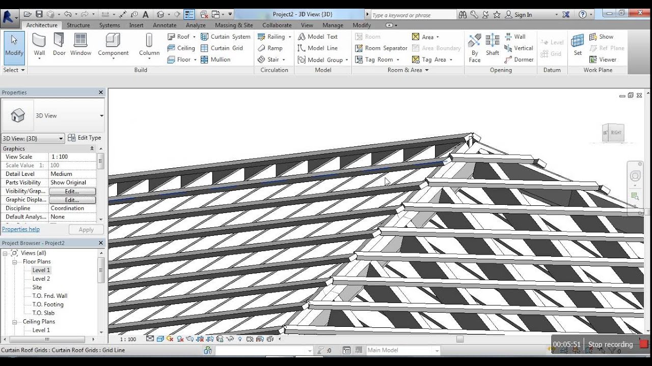 Create Roof Using Curtain wall