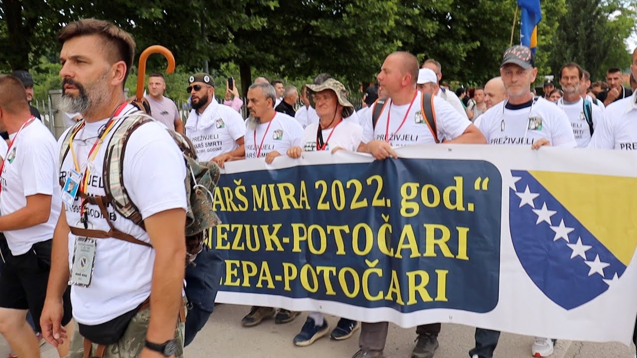 Potočari 10.07.2022. - Dolazak Marša mira u Memorijalni centar Srebrenica 2022