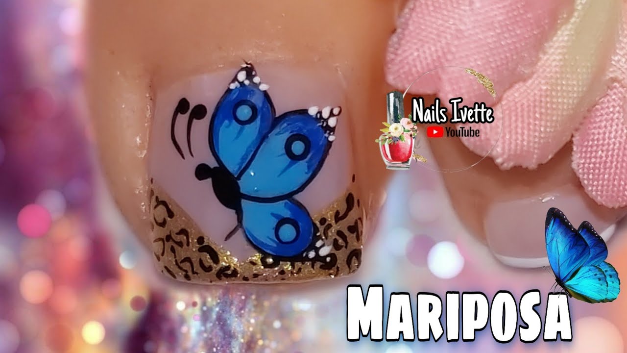Decoración de uñas mariposa PIE/mariposa paso a paso con animal print