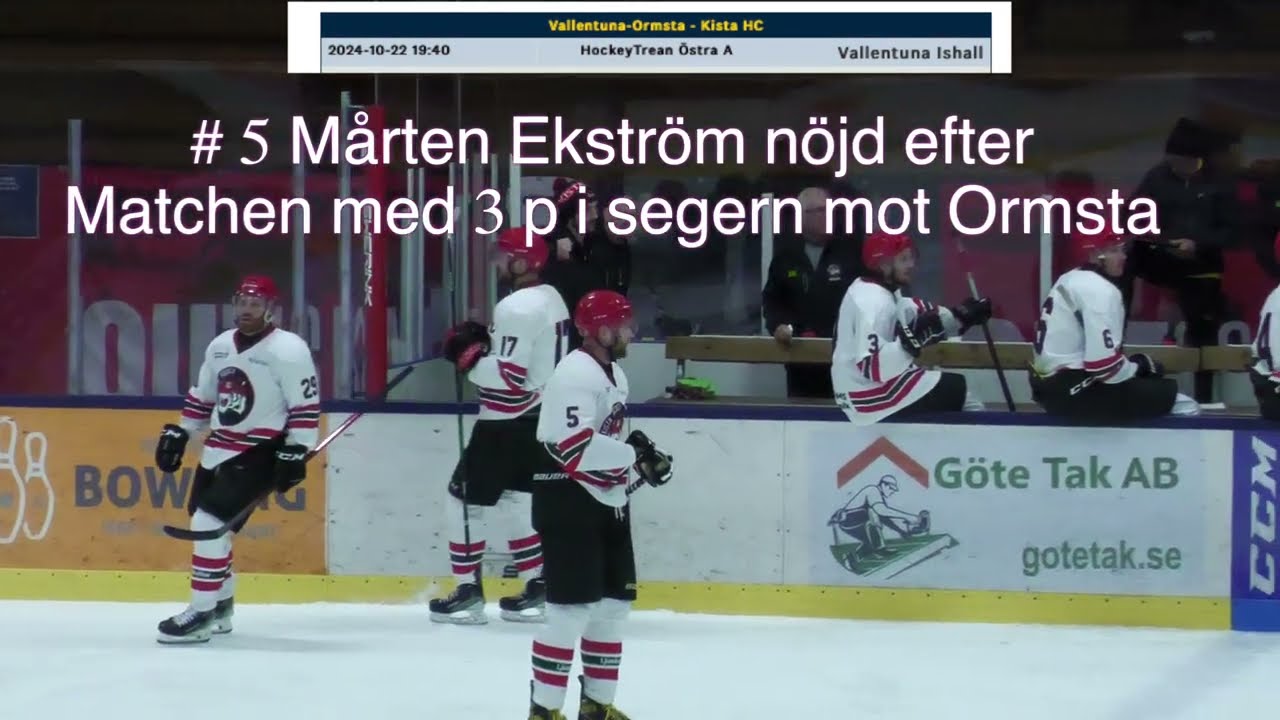 22/10-2024: #5 M&aring;rten Ekstr&ouml;m med 3p f&ouml;r Kista HC i segern borta mot Ormsta