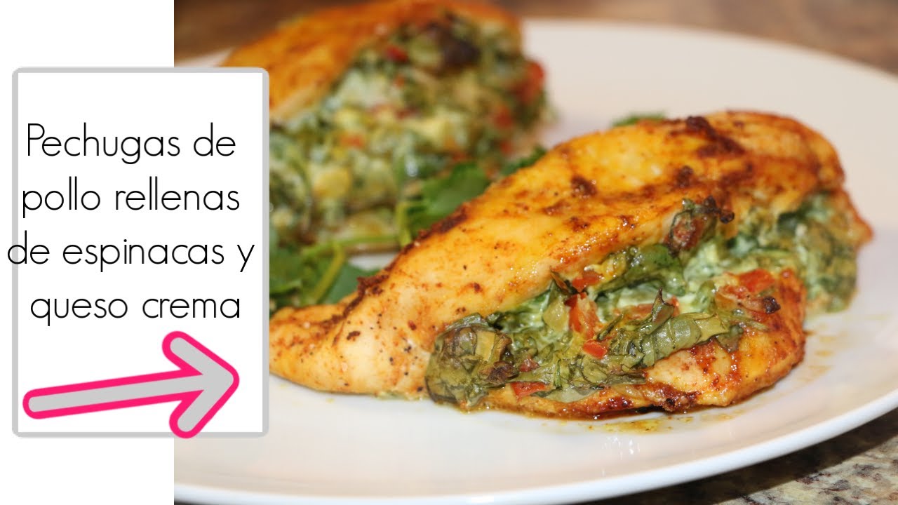 Pechugas de pollo rellenas de espinacas con queso crema| Ros Emely