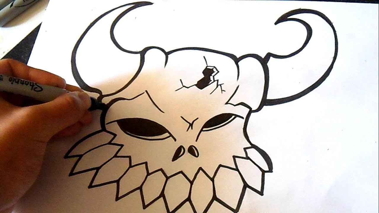 Cómo dibujar un Craneo de Demonio | Graffiti