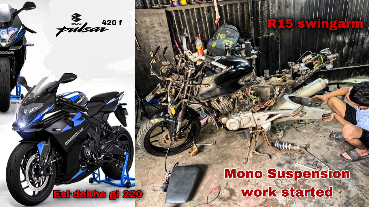 Pulsar 220f me lagaya R15 ka swingarm || esi bane gi bike