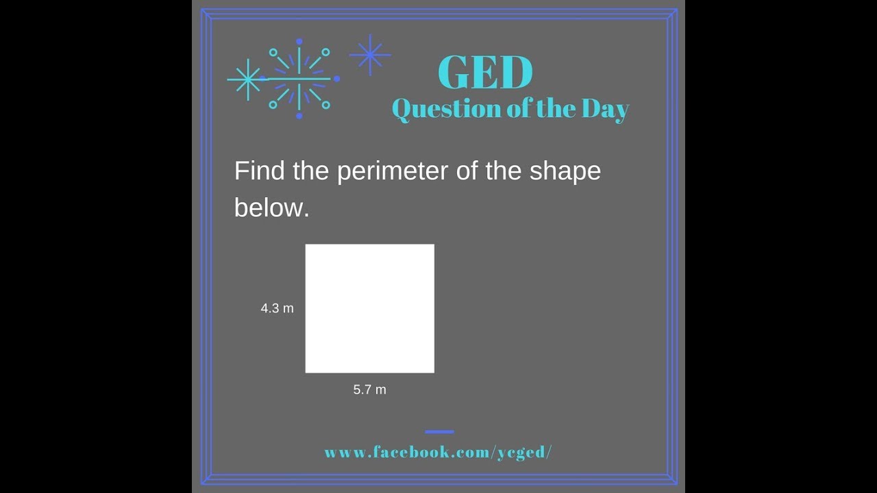 GED® Math: Perimeter of Rectangle with Formula (1.4, Bgn, # 21)