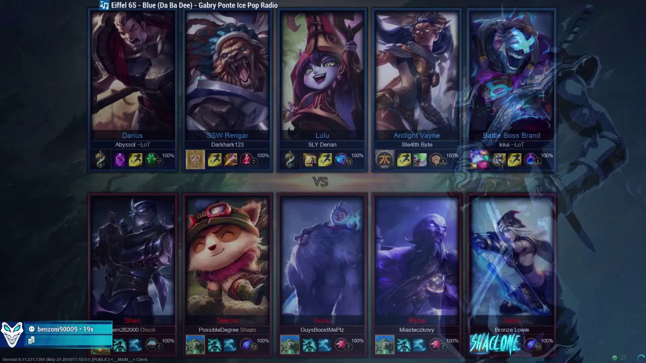 Bring back old Shaco - FULL BLUE BANNER TEAM RUNNING IT DOWN WITH THE SQUAD