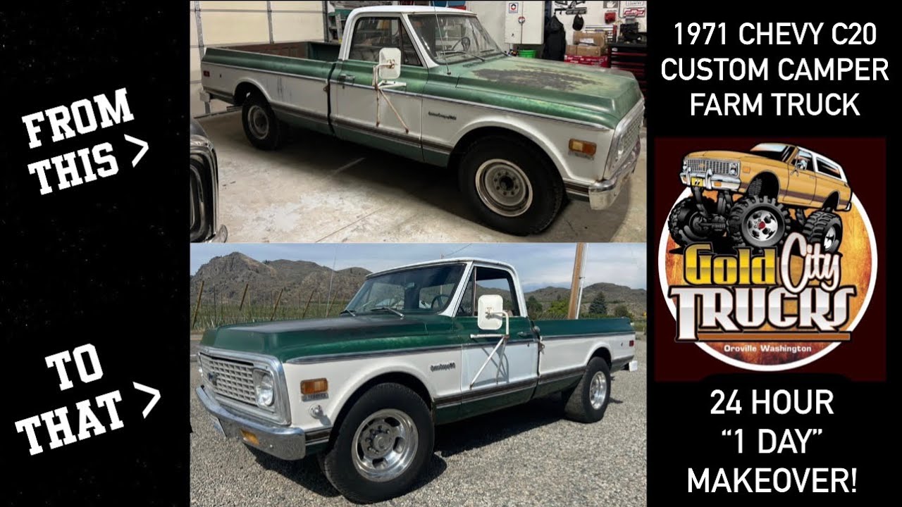 1971 Chevy C20 Custom Camper - 24 Hour “1 Day” Makeover! From Farm Truck To Classic Cruiser!