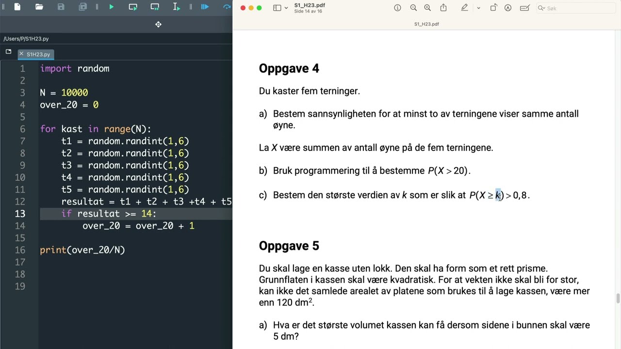 Eksamen S1, oppgave 4, del 2, høst 2023