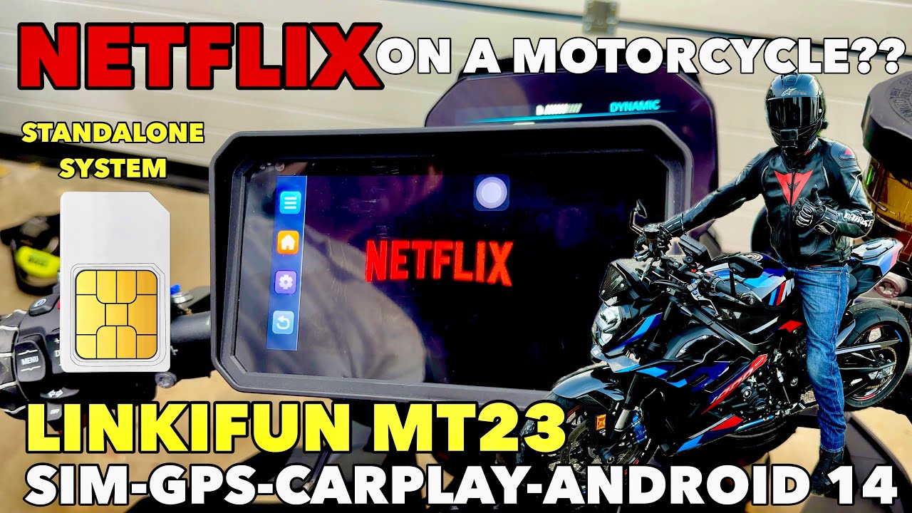 NETFLIX on a Motorcycle?? Linkifun STANDALONE MT23 Carplay with SIM, GPS & Android 14 - Full Review