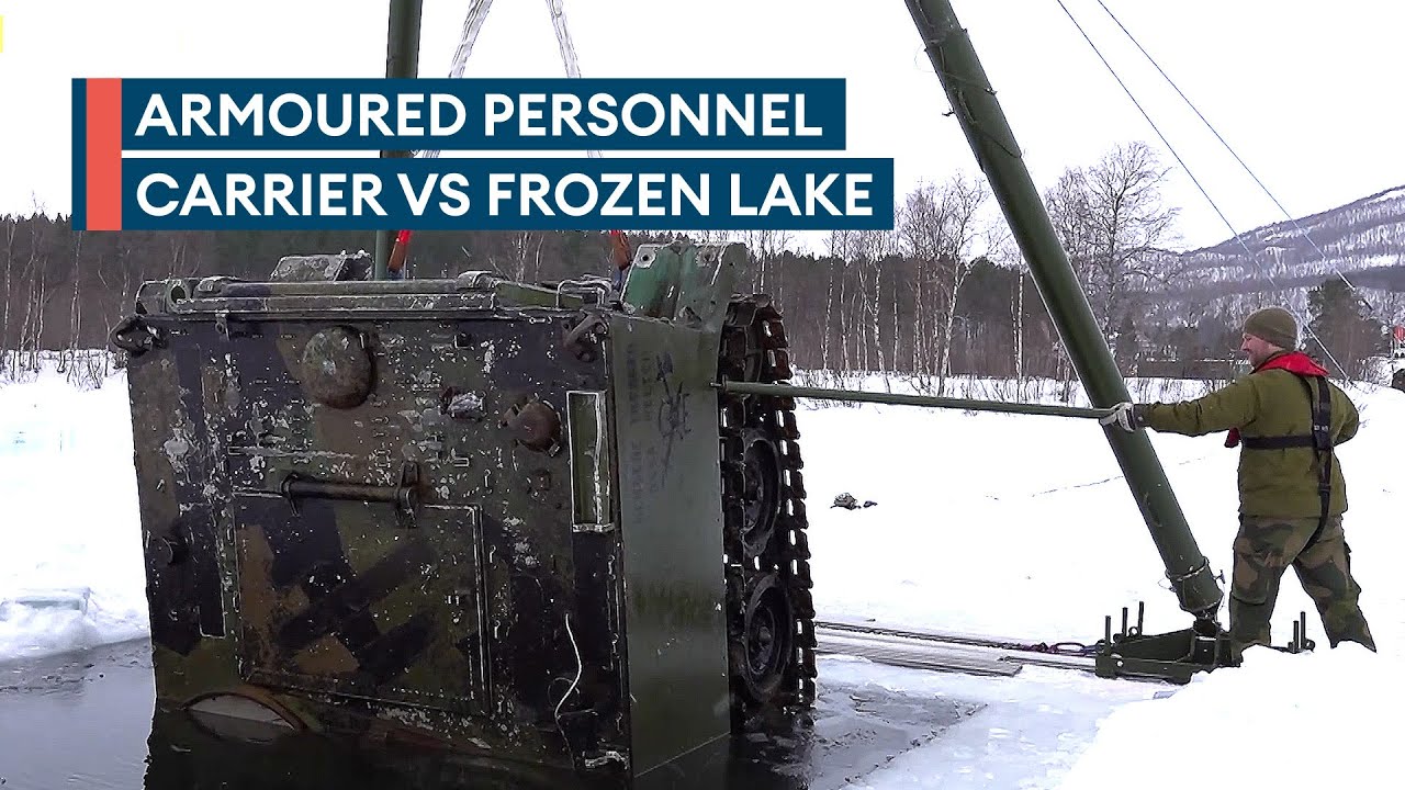 How the Army recovers an 8-tonne armoured personnel carrier from a frozen lake