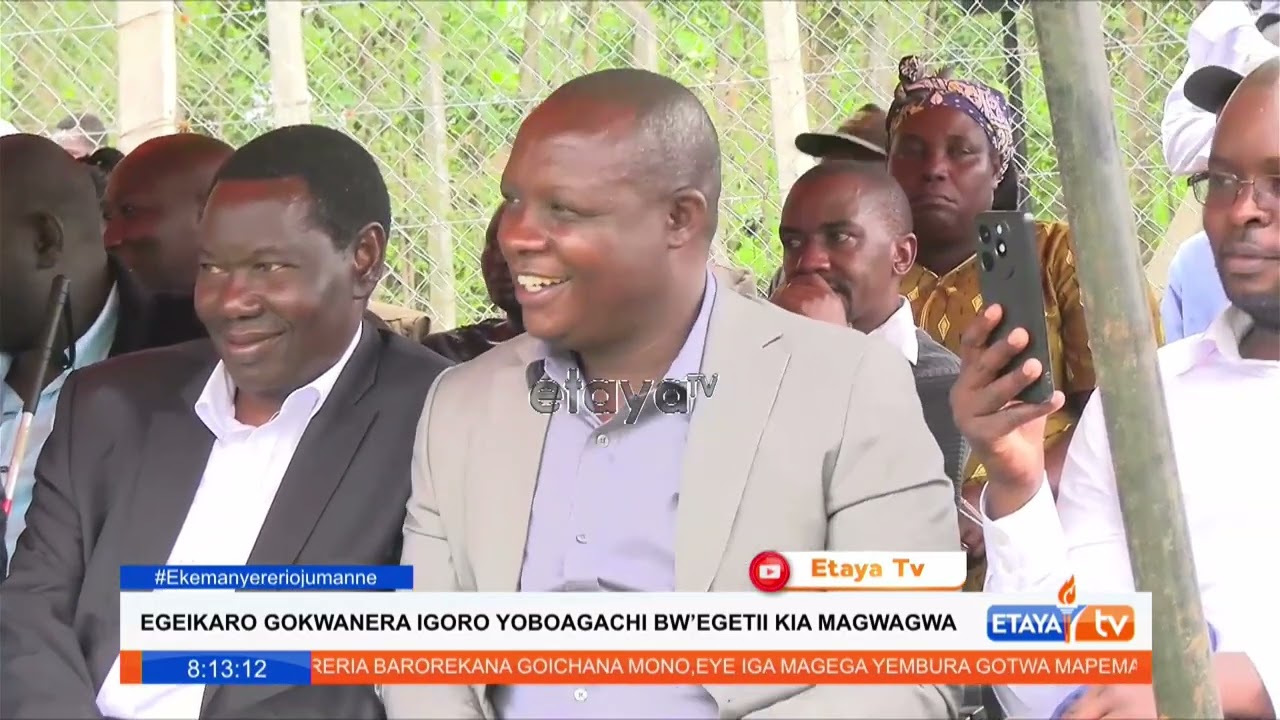 Authorities arrive in Esanige for a public engagement forum ahead of the construction of the stadium