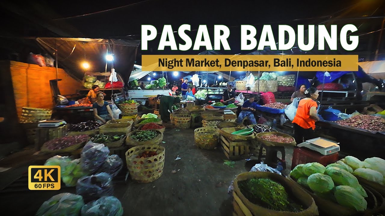 Walking in Pasar Badung Wholesale Market | Denpasar Bali Night Market Life Nov 2025