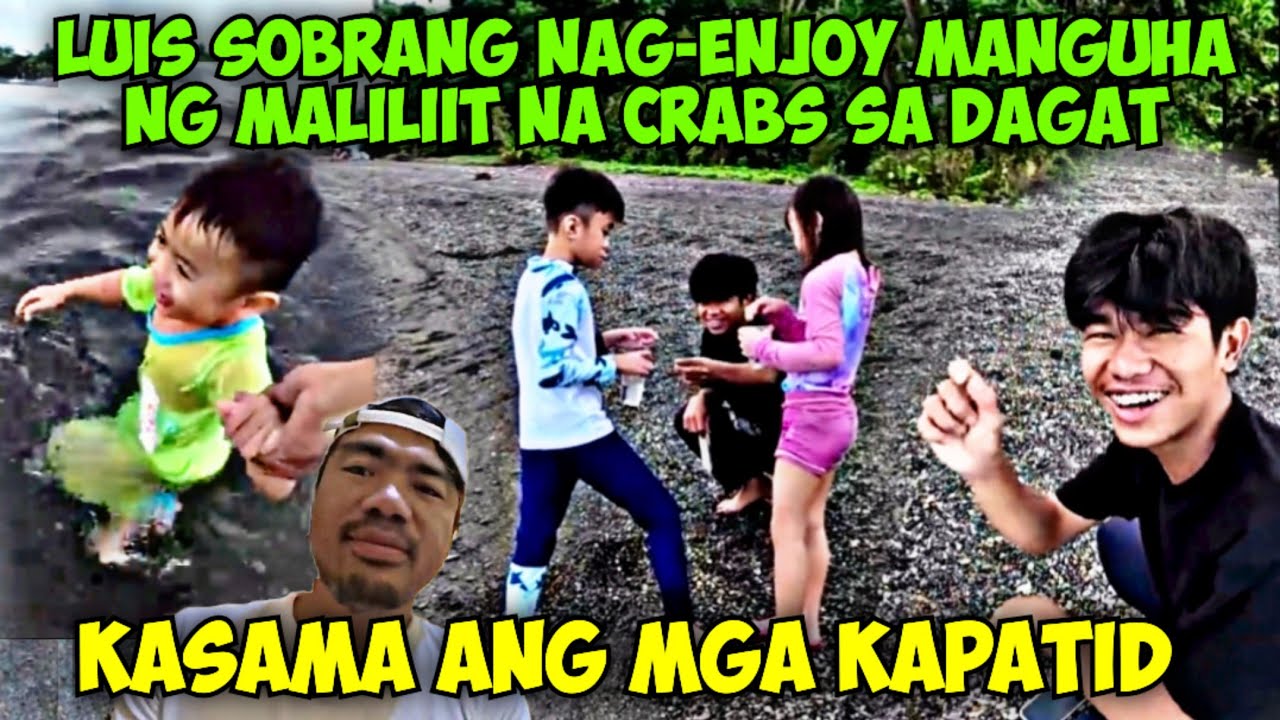 LUIS SOBRANG NAG ENJOY MANGUHA NG MALILIIT NA CRABS KASAMA ANG KANYANG MGA KAPATID | TECHRAM