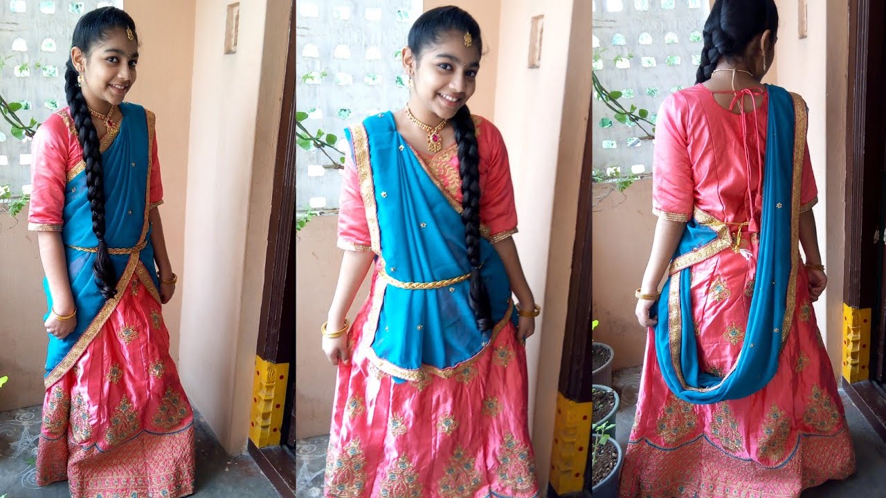 simple lehenga drapping/south indian lehenga style & gujarati lehenga style/how to wear lehenga