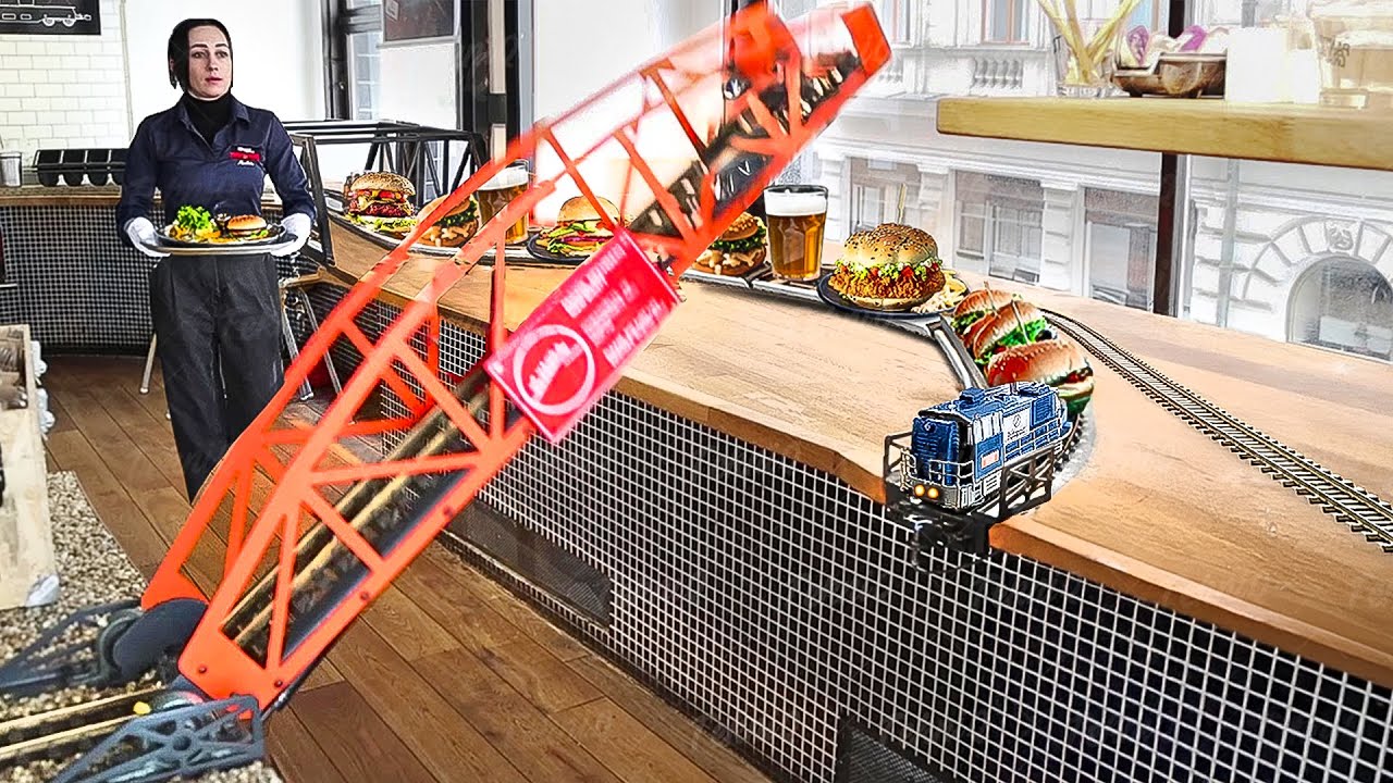 Awesome Way They Use Tiny Trains to Serve Food in Restaurant