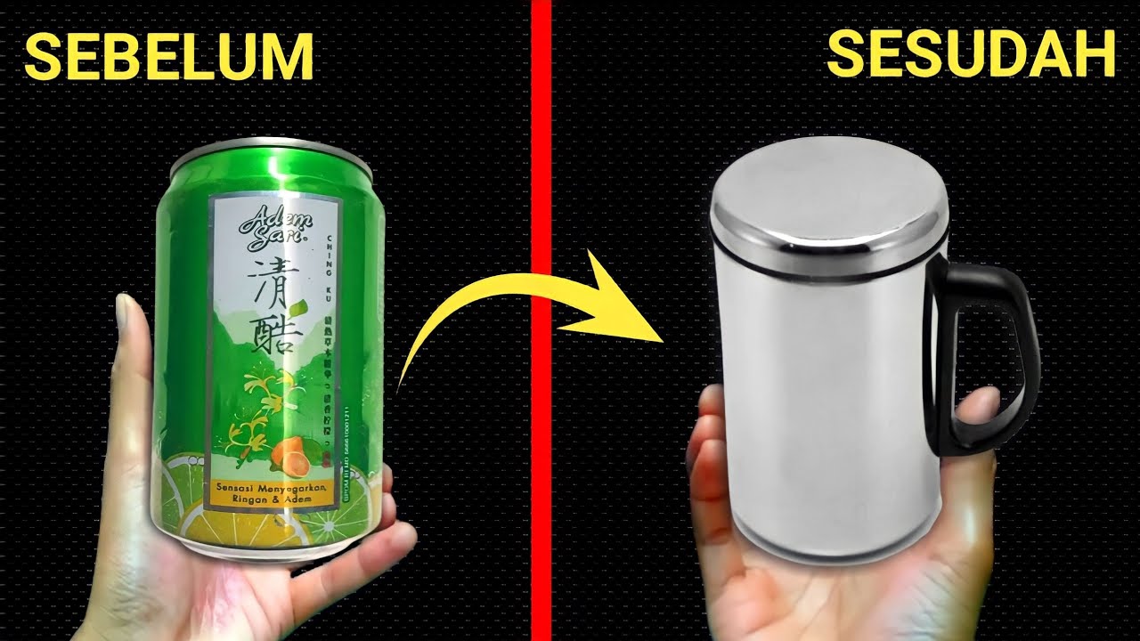 CARA MEMBUAT GELAS STAINLESS STEEL DARI BOTOL KALENG BEKAS || Bung oMet