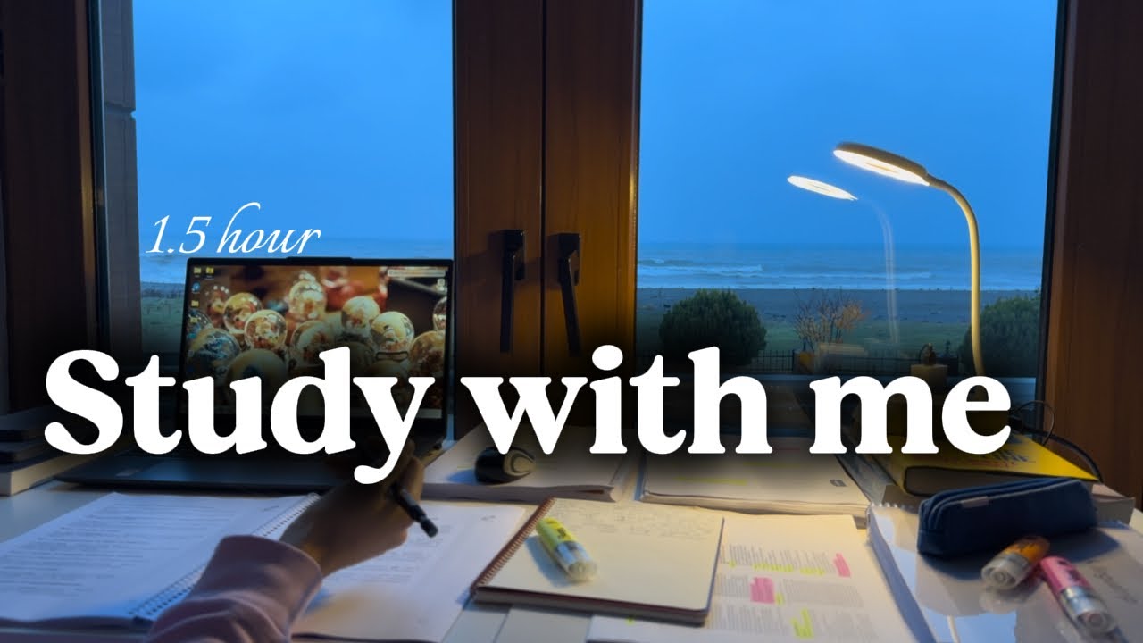 STUDY WITH ME 90 mins ✨ in rain | thunderstorm sound ✨no music | DSS