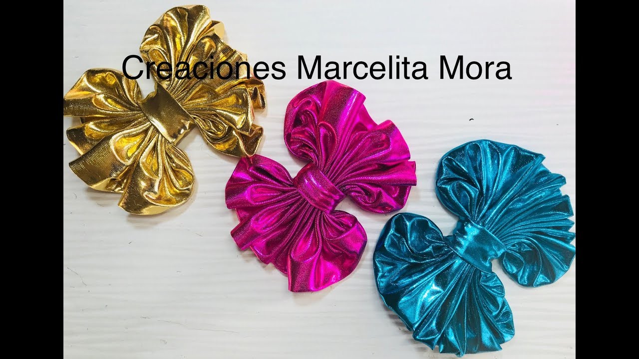 DIY- MOÑO GLOBO En TELA METALICA / MI   NUEVA   TECNICA /  METALLIC FABRIC BOW/LAZO